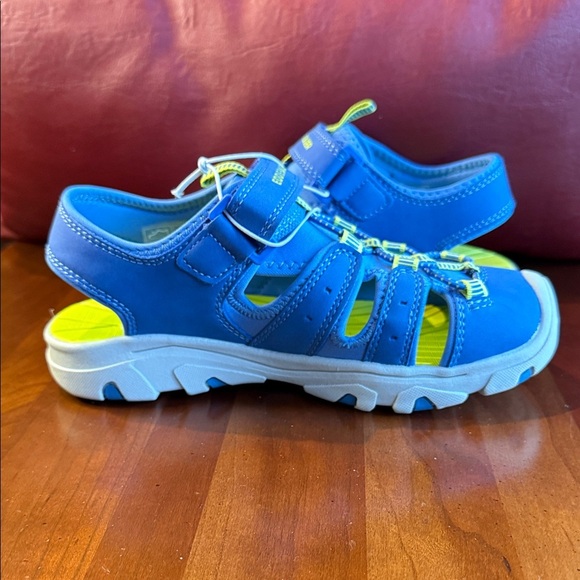 Eddie Bauer Sandals Closed Bump Toe Kids Bright Blue Lime Adventure Sandals Sz 3 - Picture 3 of 12